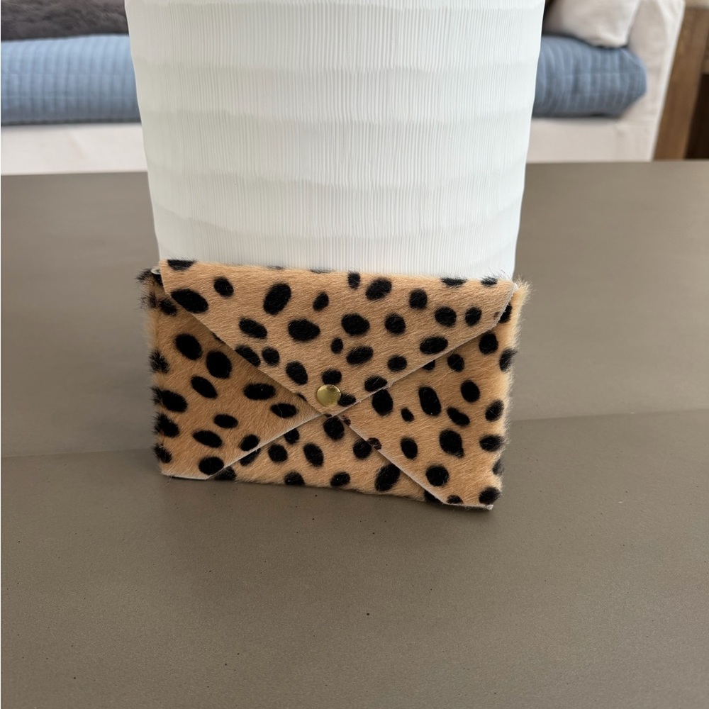 Blair Ritchey Origami Envelope - Leopard Print Card Holder - Tan and Black